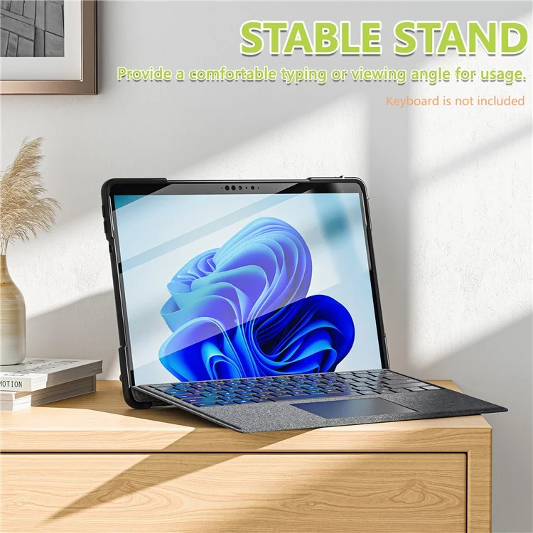 For Microsoft Surface Pro 8 Protective Case Shockproof Tablet Cover TPU Frame + PC Back Shell with Kickstand - Yellowgreen