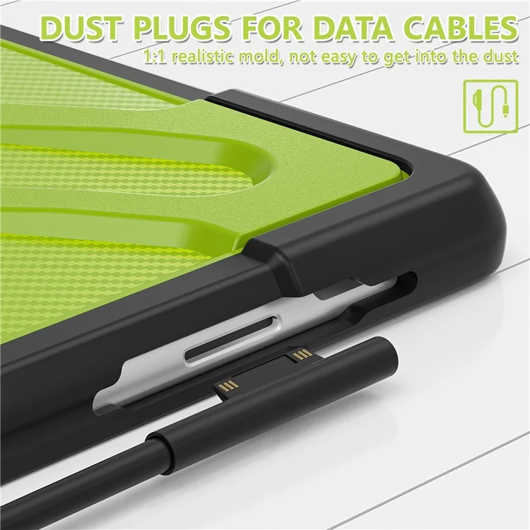 For Microsoft Surface Pro 8 Protective Case Shockproof Tablet Cover TPU Frame + PC Back Shell with Kickstand - Yellowgreen