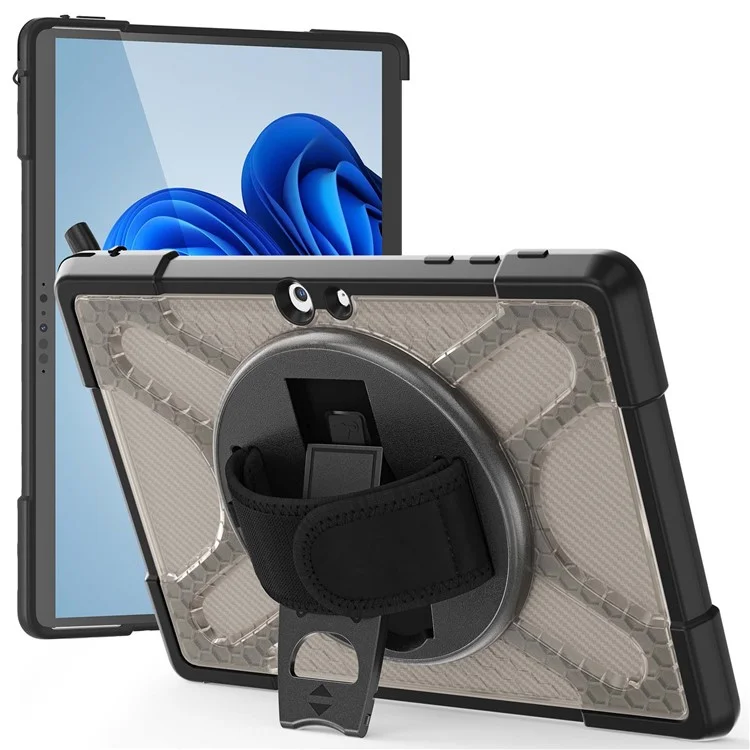 Für Microsoft-Oberfläche Go / Go 2 / Go 3 10,5-Zoll-Tablettenschutz-Schutzhülle Kickstand Hand Strap Hard PC + TPU-Hybridabdeckung - Braun