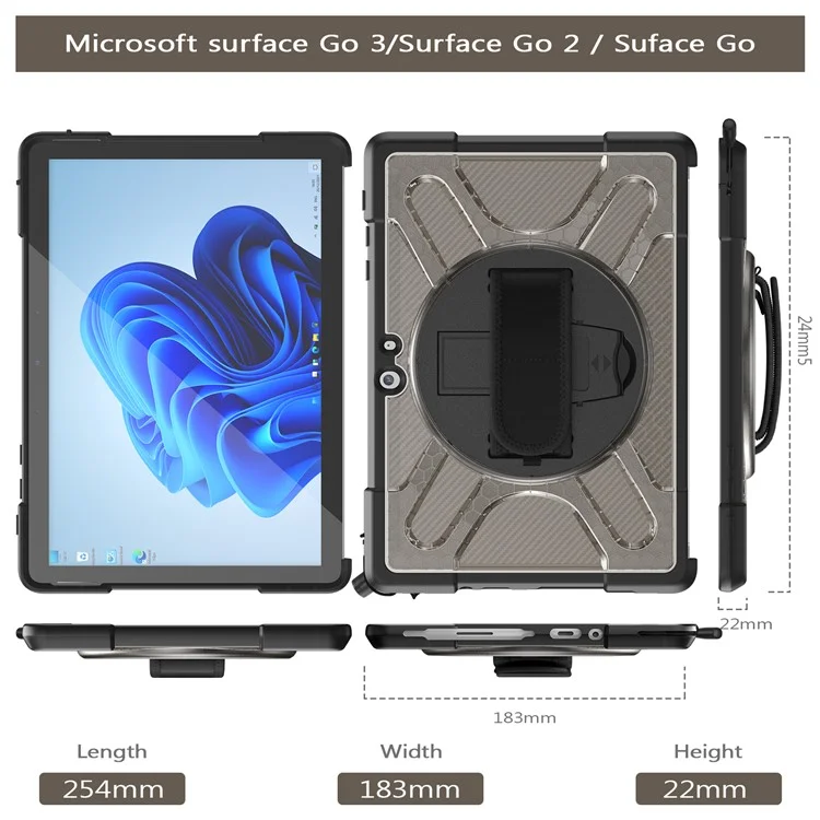 Für Microsoft-Oberfläche Go / Go 2 / Go 3 10,5-Zoll-Tablettenschutz-Schutzhülle Kickstand Hand Strap Hard PC + TPU-Hybridabdeckung - Braun
