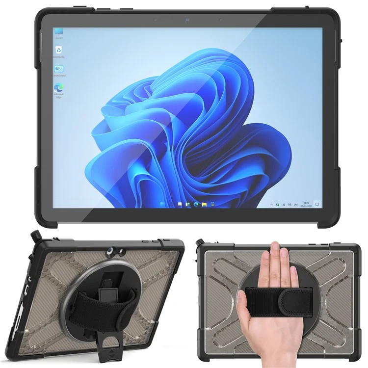 Für Microsoft-Oberfläche Go / Go 2 / Go 3 10,5-Zoll-Tablettenschutz-Schutzhülle Kickstand Hand Strap Hard PC + TPU-Hybridabdeckung - Braun