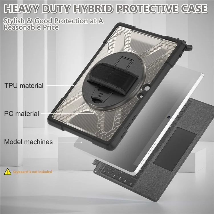 Für Microsoft-Oberfläche Go / Go 2 / Go 3 10,5-Zoll-Tablettenschutz-Schutzhülle Kickstand Hand Strap Hard PC + TPU-Hybridabdeckung - Braun