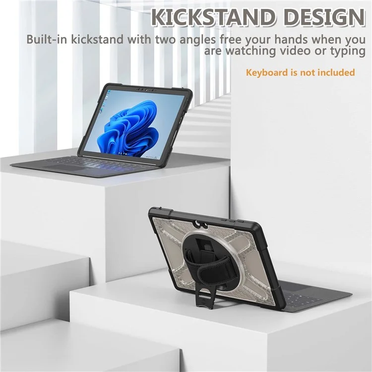 Für Microsoft-Oberfläche Go / Go 2 / Go 3 10,5-Zoll-Tablettenschutz-Schutzhülle Kickstand Hand Strap Hard PC + TPU-Hybridabdeckung - Braun
