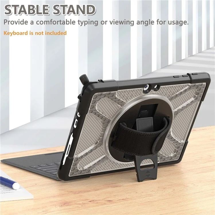 Für Microsoft-Oberfläche Go / Go 2 / Go 3 10,5-Zoll-Tablettenschutz-Schutzhülle Kickstand Hand Strap Hard PC + TPU-Hybridabdeckung - Braun