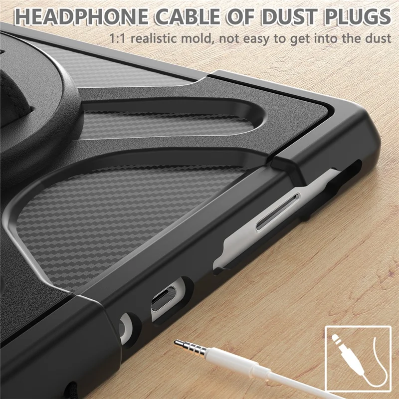 For Microsoft Surface Go 4 / Go 3 / Go 2 / Go 1 Tablet Protective Case Kickstand Hand Strap Hard PC + TPU Hybrid Cover - Black