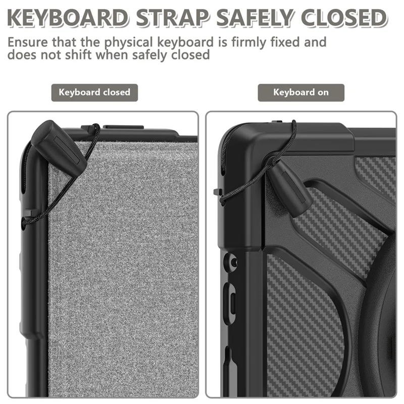 For Microsoft Surface Go 4 / Go 3 / Go 2 / Go 1 Tablet Protective Case Kickstand Hand Strap Hard PC + TPU Hybrid Cover - Black