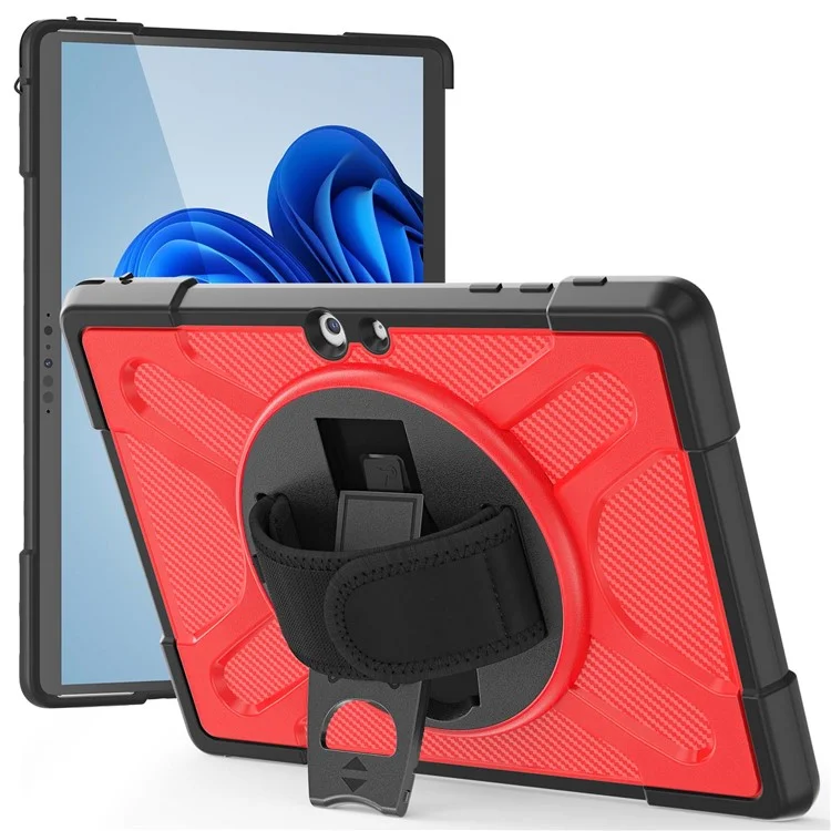 Pour Étui de protection avec support et sangle pour Microsoft Surface Go 4 / Go 3 / Go 2 / Go 1 Tablette - Couverture hybride en PC dur + TPU - Rouge