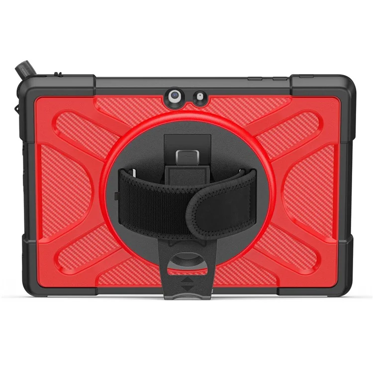Pour Étui de protection avec support et sangle pour Microsoft Surface Go 4 / Go 3 / Go 2 / Go 1 Tablette - Couverture hybride en PC dur + TPU - Rouge