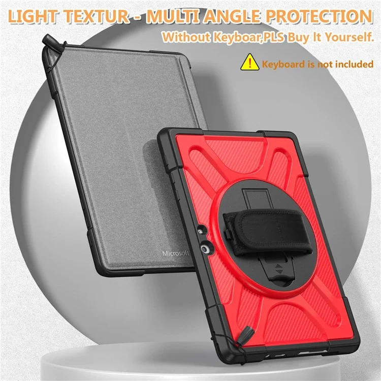 Pour Étui de protection avec support et sangle pour Microsoft Surface Go 4 / Go 3 / Go 2 / Go 1 Tablette - Couverture hybride en PC dur + TPU - Rouge