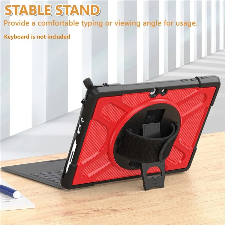 Pour Étui de protection avec support et sangle pour Microsoft Surface Go 4 / Go 3 / Go 2 / Go 1 Tablette - Couverture hybride en PC dur + TPU - Rouge