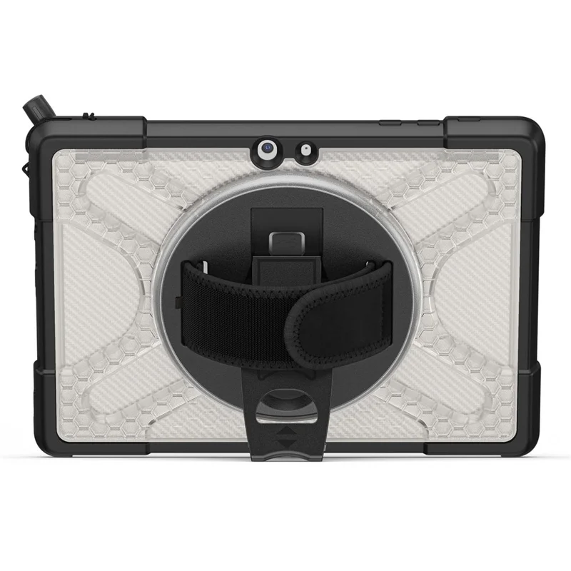 For Microsoft Surface Go 4 / Go 3 / Go 2 / Go 1 Tablet Protective Case Kickstand Hand Strap Hard PC + TPU Hybrid Cover - Transparent