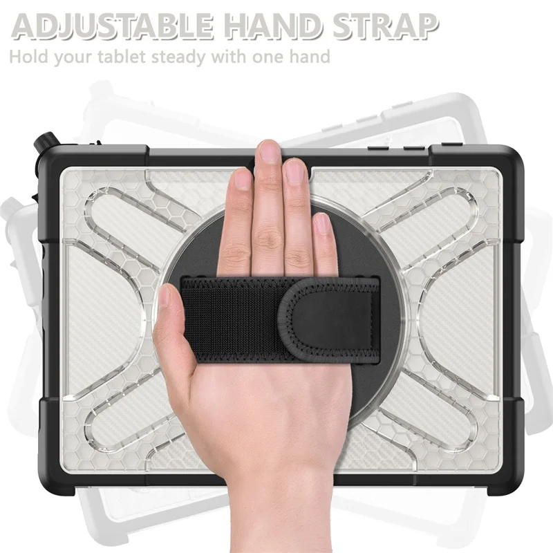 For Microsoft Surface Go 4 / Go 3 / Go 2 / Go 1 Tablet Protective Case Kickstand Hand Strap Hard PC + TPU Hybrid Cover - Transparent