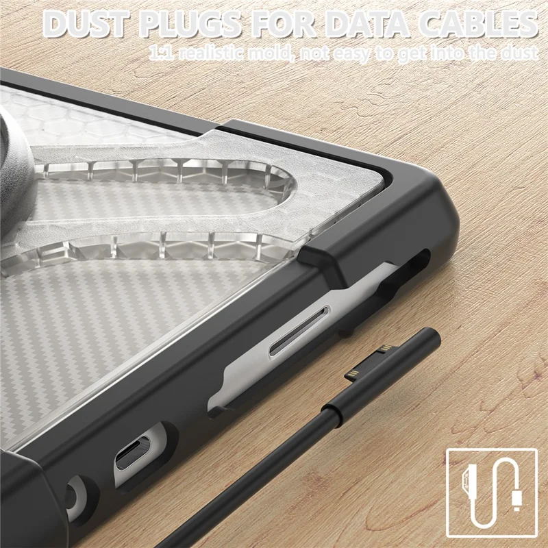 For Microsoft Surface Go 4 / Go 3 / Go 2 / Go 1 Tablet Protective Case Kickstand Hand Strap Hard PC + TPU Hybrid Cover - Transparent