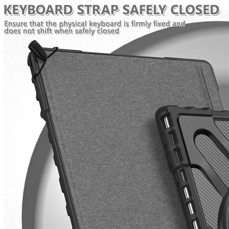 Para Microsoft Surface Pro 4 / 5/6/7/7 + Kickstand Case Hybrid 2-IN-1 Hard PC + TPU Capa De Doble Capa Cubierta A Prueba De Golpes Con Correa De Mano - Negro