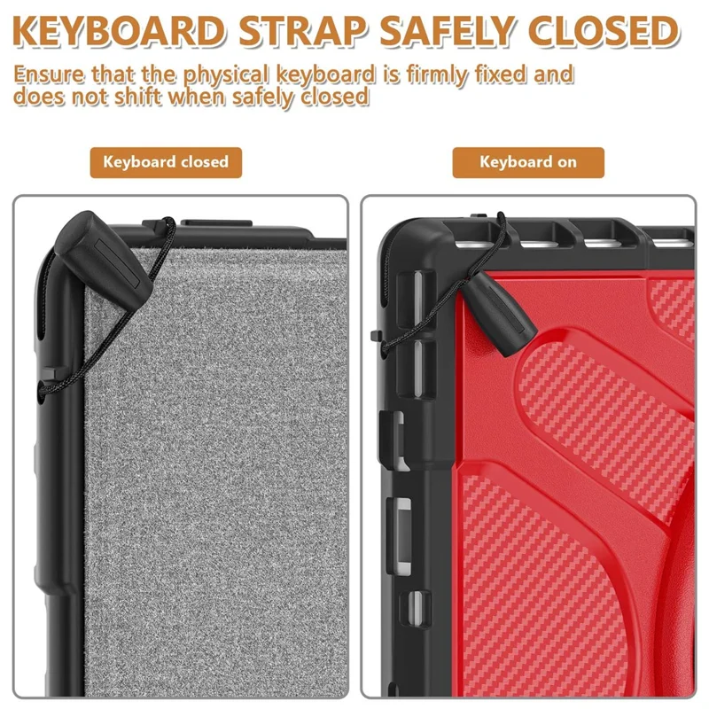 For Microsoft Surface Pro 4/5/6/7/7+ Kickstand Tablet Case Hybrid 2-in-1 Hard PC + TPU Dual Layer Shockproof Cover with Hand Strap - Red
