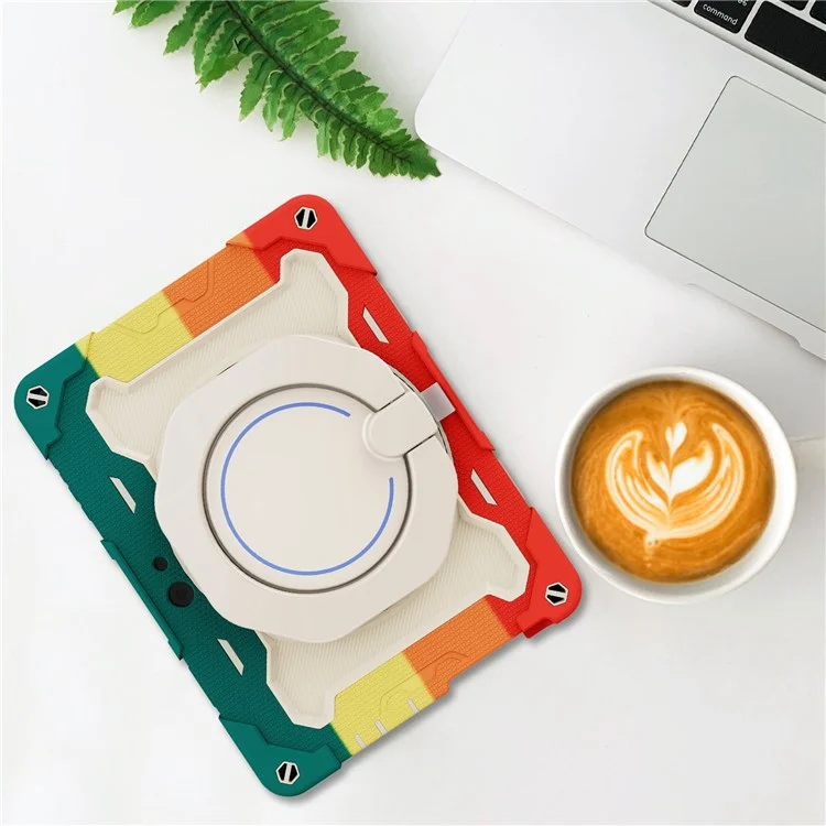 For Microsoft Surface Go 3/2/1 Rotary Kickstand PC + Silicone Shockproof Tablet Case Protective Cover - Colorful/Red
