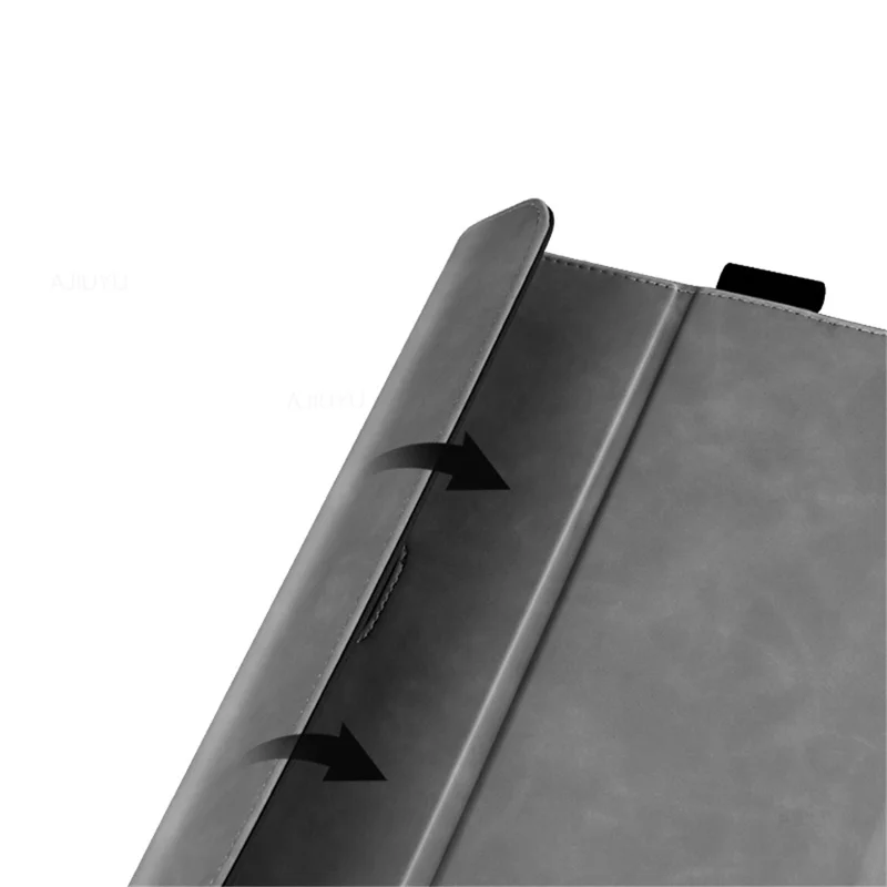 لـ Microsoft Surface Go كفر من الجلد والبولي كربونات بتصميم خَطّ الحصان المجنون مع إغلاق مغناطيسي وحامل - رمادي