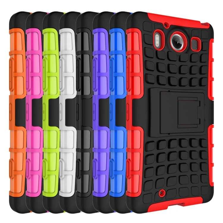Snap-on Anti-slip PC + TPU Hybrid Case for Microsoft Lumia 950 with Kickstand - Black