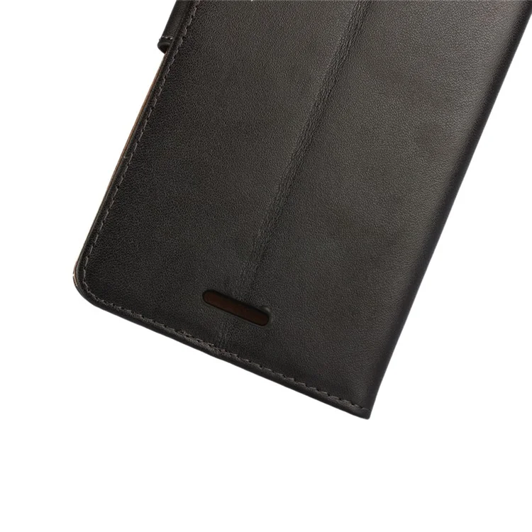 Genuine Split Leather Wallet Case for Microsoft Lumia 950 XL with Stand - Black