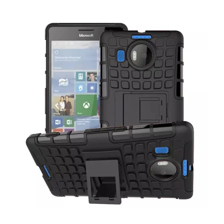 Hybrid PC + TPU Kickstand Phone Case for Microsoft Lumia 950 XL - Black