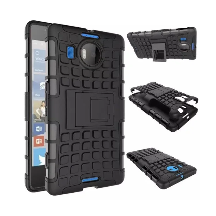 Hybrid PC + TPU Kickstand Phone Case for Microsoft Lumia 950 XL - Black