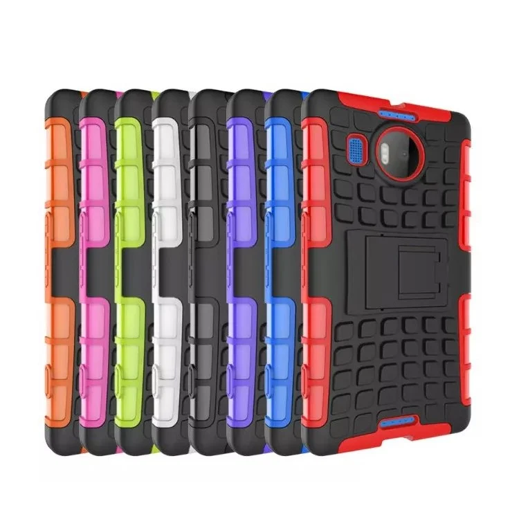 Hybrid PC + TPU Kickstand Phone Case for Microsoft Lumia 950 XL - Black