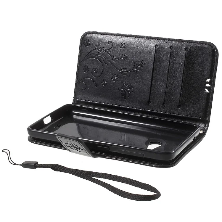 Butterfly Wallet Leather Case for Microsoft Lumia 535 / Dual Sim - Black