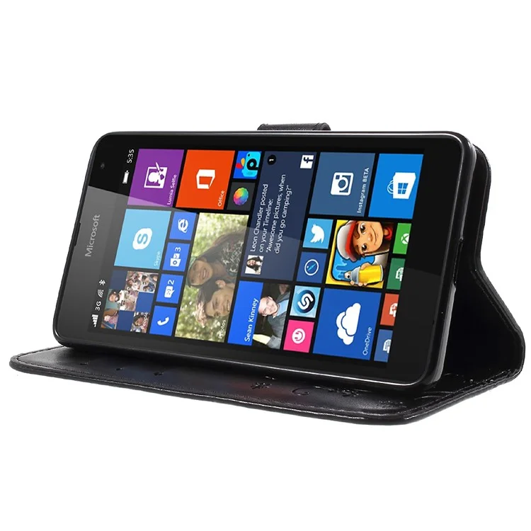 Butterfly Wallet Leather Case for Microsoft Lumia 535 / Dual Sim - Black
