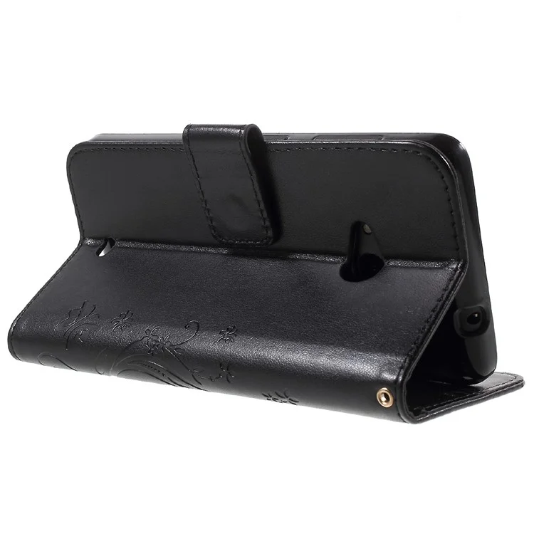 Butterfly Wallet Leather Case for Microsoft Lumia 535 / Dual Sim - Black