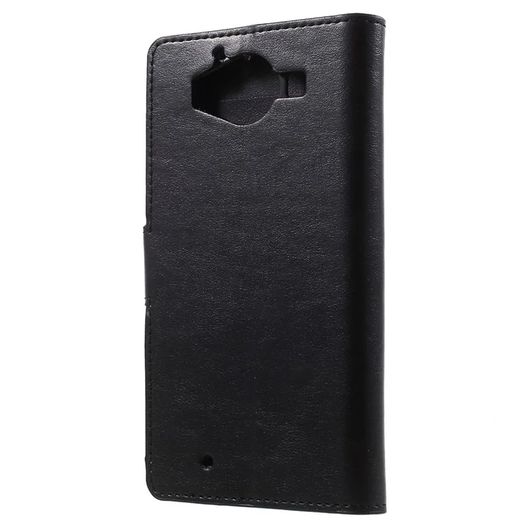 Leather Wallet Case Cover for Microsoft Lumia 950 with Stand - Black