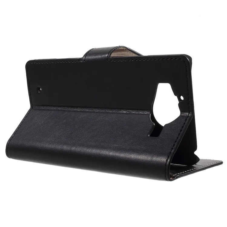 Leather Wallet Case Cover for Microsoft Lumia 950 with Stand - Black