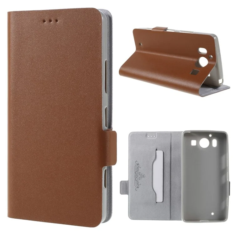 DOORMOON Genuine Leather Phone Cover for Microsoft Lumia 950 - Brown