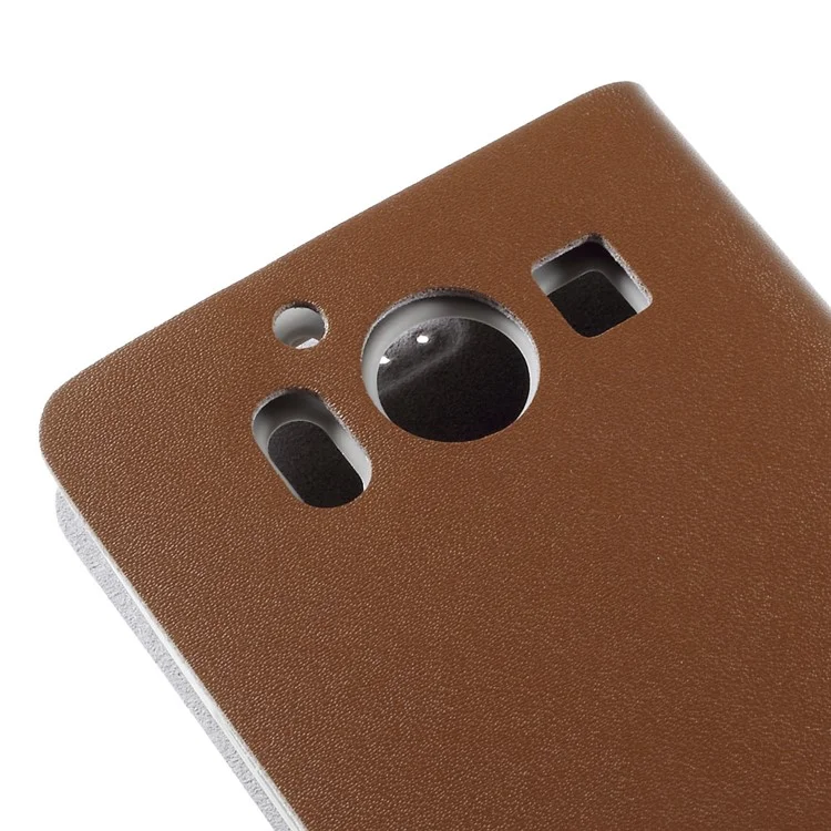 DOORMOON Genuine Leather Phone Cover for Microsoft Lumia 950 - Brown