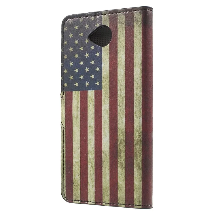 Wallet Leather Case for Microsoft Lumia 650 with Stand - Retro US Flag
