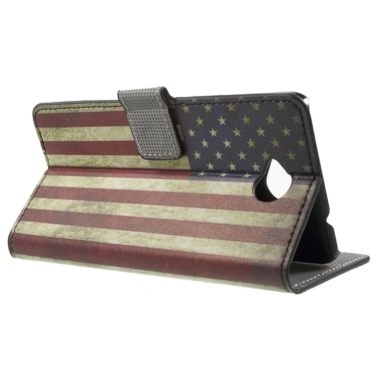 Wallet Leather Case for Microsoft Lumia 650 with Stand - Retro US Flag