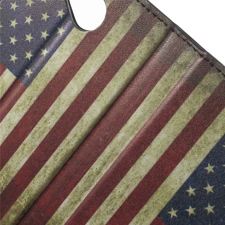 Wallet Leather Case for Microsoft Lumia 650 with Stand - Retro US Flag
