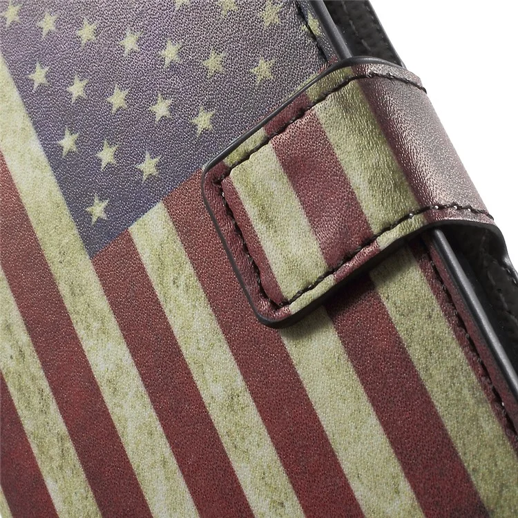 Wallet Leather Case for Microsoft Lumia 650 with Stand - Retro US Flag
