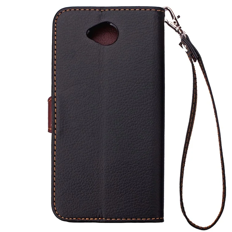 Leaf Shape Magnetic Flap Leather Wallet Case for Microsoft Lumia 650 / Dual - Black