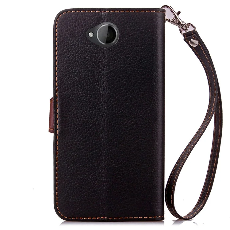 Leaf Shape Magnetic Flap Leather Wallet Case for Microsoft Lumia 650 / Dual - Black