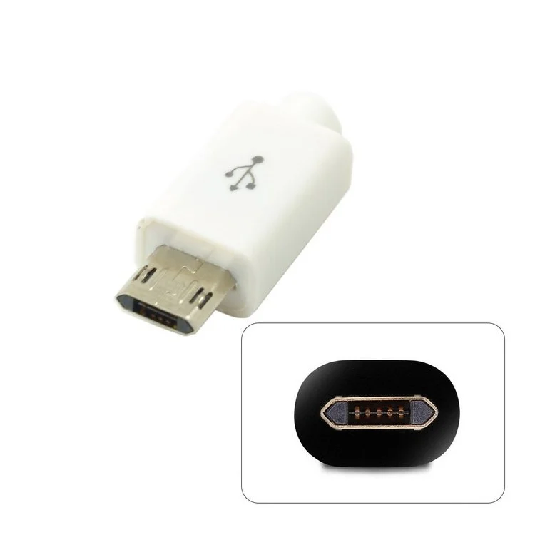 Reversible DIY Micro USB 2.0 5Pin Male Plug Connector with Housing Cover