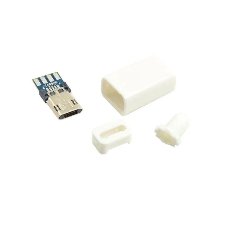 Reversible DIY Micro USB 2.0 5Pin Male Plug Connector with Housing Cover