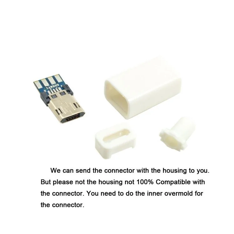 Reversible DIY Micro USB 2.0 5Pin Male Plug Connector with Housing Cover