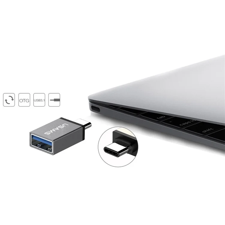USAMS Type C to USB 3.1 OTG Adapter for Apple New Macbook/Xiaomi Mi 4c - Grey