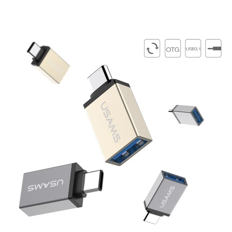 USAMS Type C to USB 3.1 OTG Adapter for Apple New Macbook/Xiaomi Mi 4c - Grey