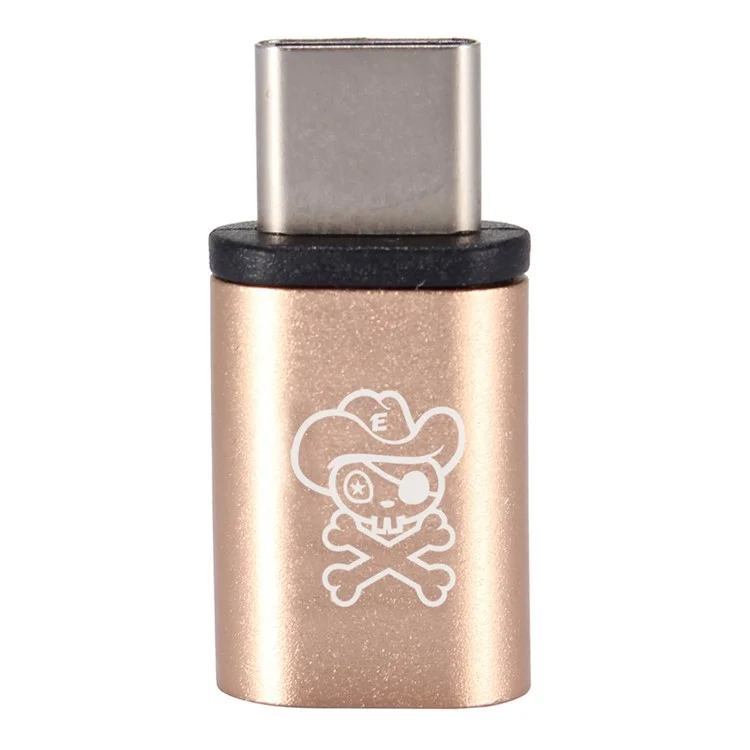 HAT PRINCE HC-1 Aluminum Alloy USB Type-C Male to Micro USB Female Adapter - Gold Color