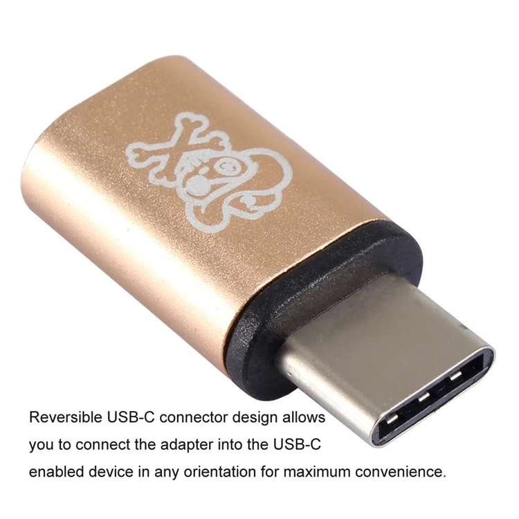 HAT PRINCE HC-1 Aluminum Alloy USB Type-C Male to Micro USB Female Adapter - Gold Color