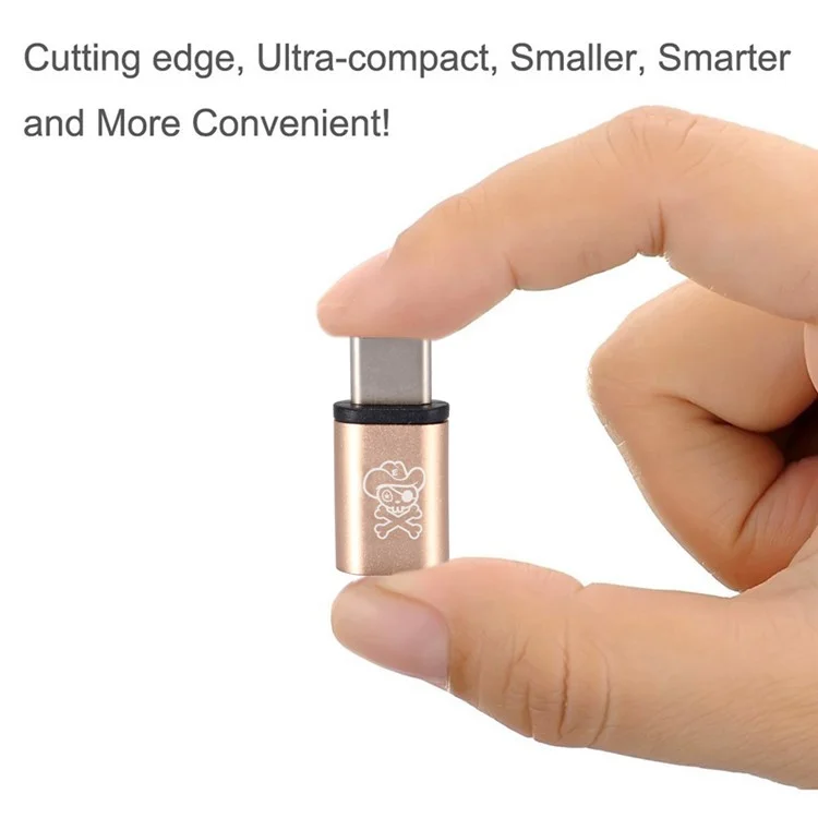 HAT PRINCE HC-1 Aluminum Alloy USB Type-C Male to Micro USB Female Adapter - Gold Color