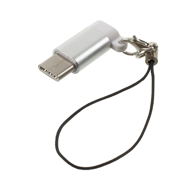 Aluminum Alloy Male USB Type-c to Female Micro USB OTG Converter for Huawei P9/LG G5 - Silver Color