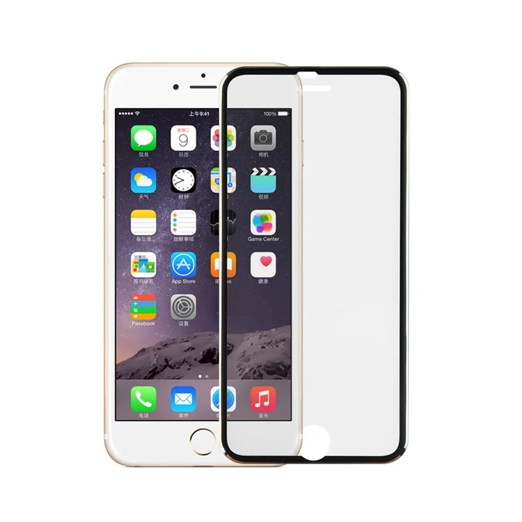 3D Curved Edge Titanium Alloy Tempered Glass Screen Protector for iPhone 6s 6 4.7 0.3mm Full Coverage - Black