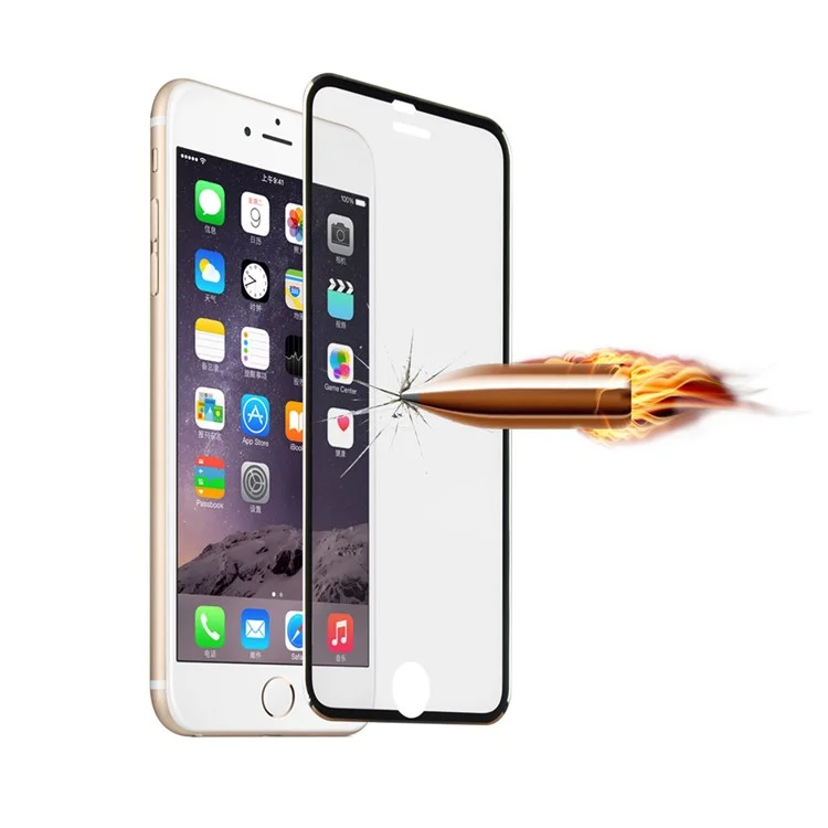 3D Curved Edge Titanium Alloy Tempered Glass Screen Protector for iPhone 6s 6 4.7 0.3mm Full Coverage - Black